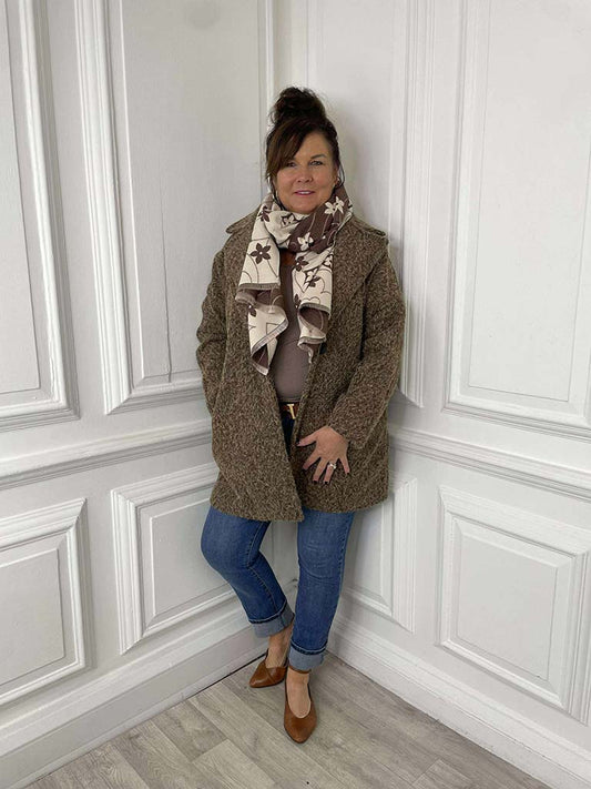 Lapel Collar Felted Coat - Toffee