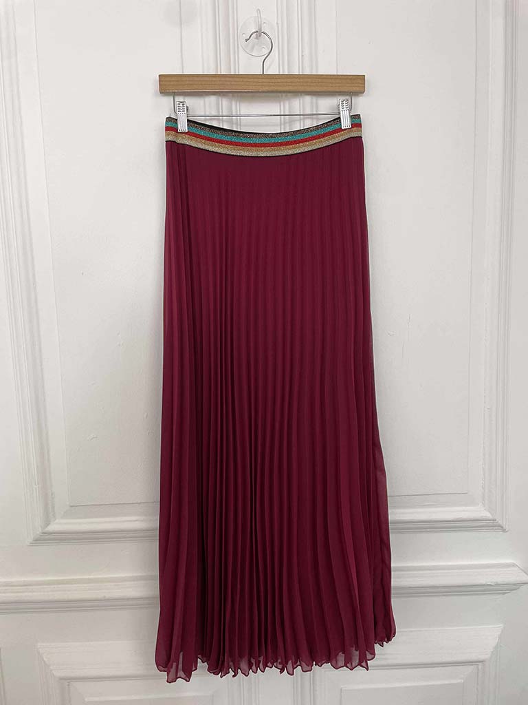 Pleat Maxi Skirt - Merlot