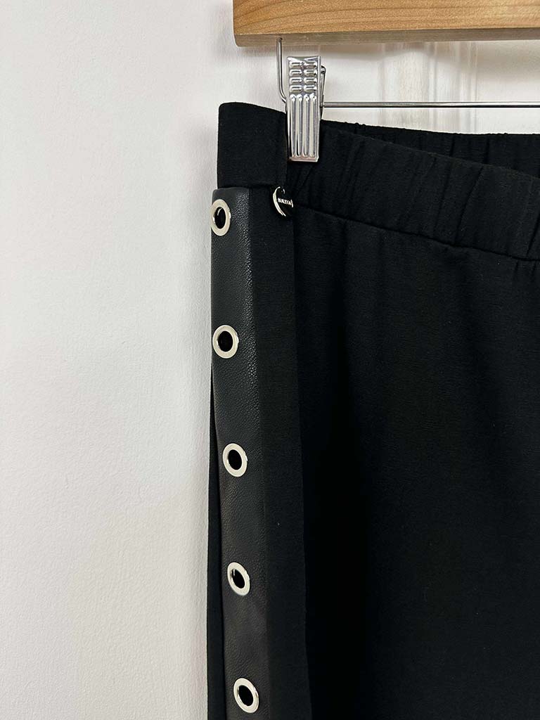 Malissa J Jersey Eyelet Strip Trousers - Black