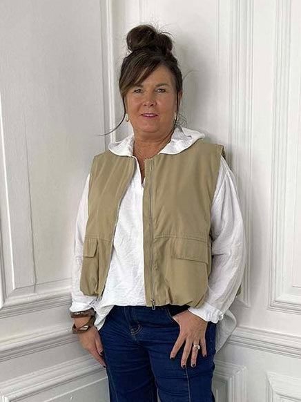 Bubble Hem Gilet - Sand