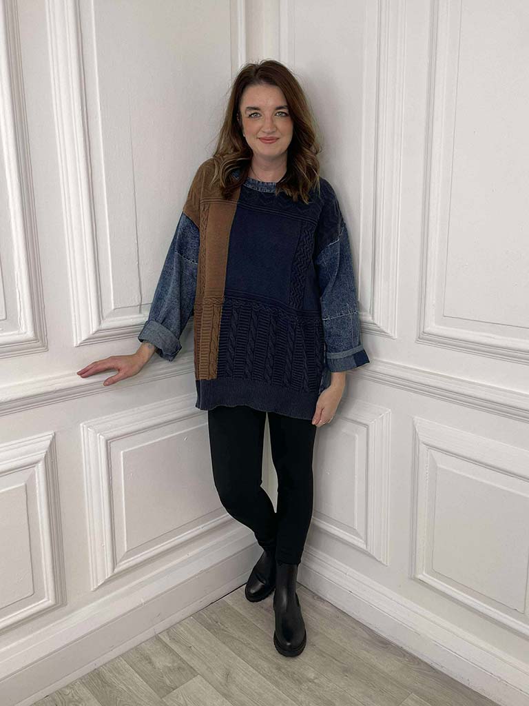 Denim Patchwork Knit