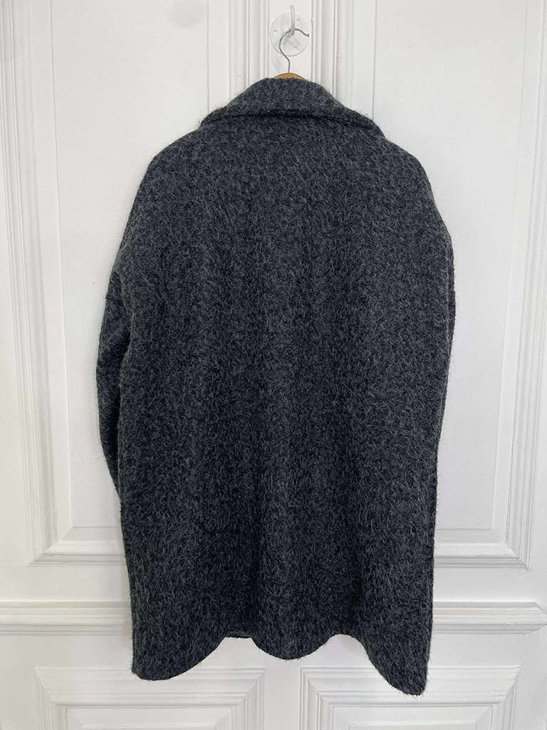 Lapel Collar Felted Coat - Charcoal