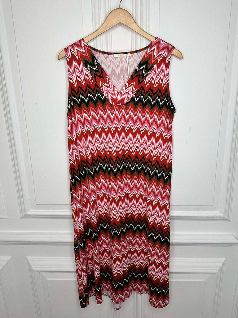Malissa J V-Neck Midi Dress - Zigzag
