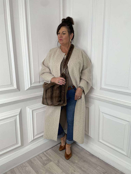 Edge to Edge Felted Coat - Stone