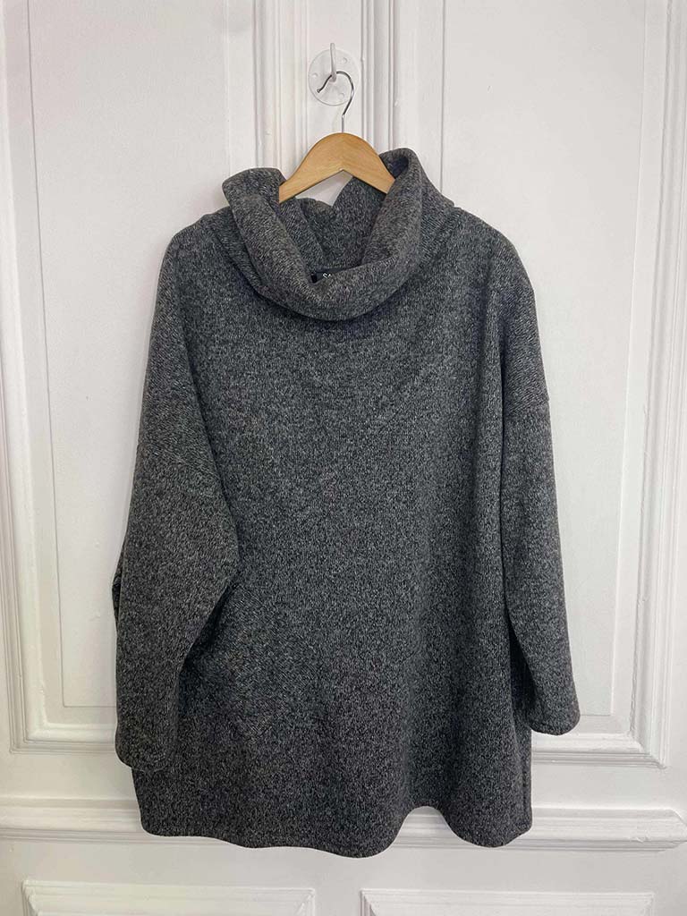 Cowl Pocket Tunic - Grey Marl