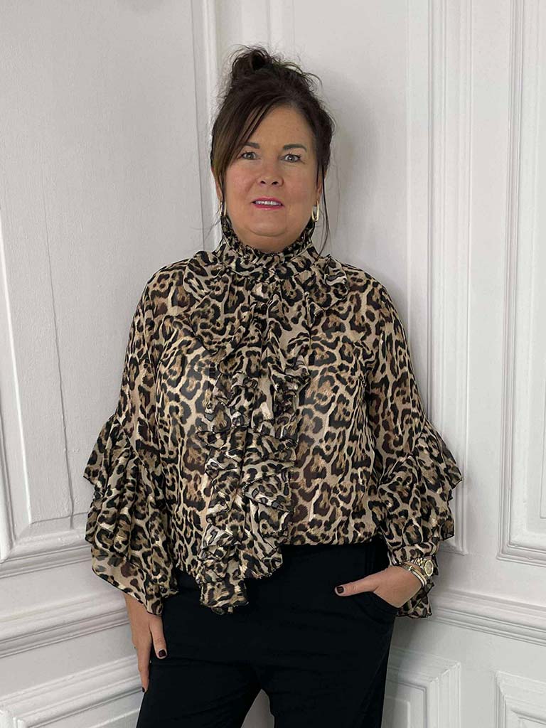 Leopard Ruffle Blouse
