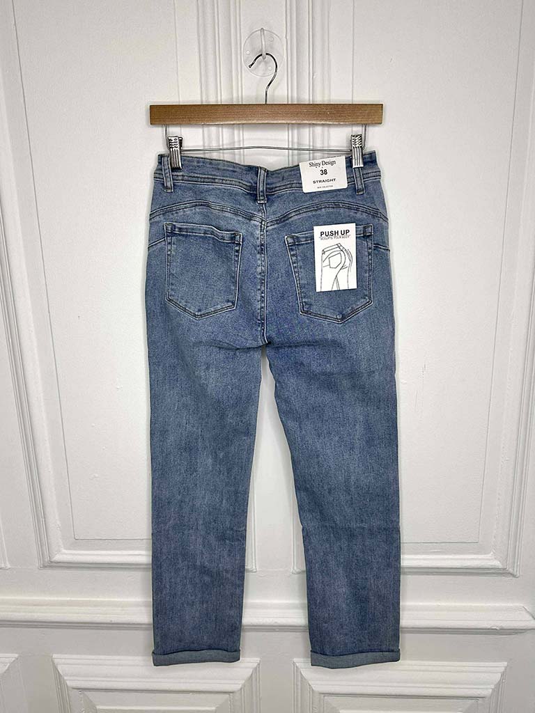 Straight Leg Stretchy Jeans - Vintage Blue