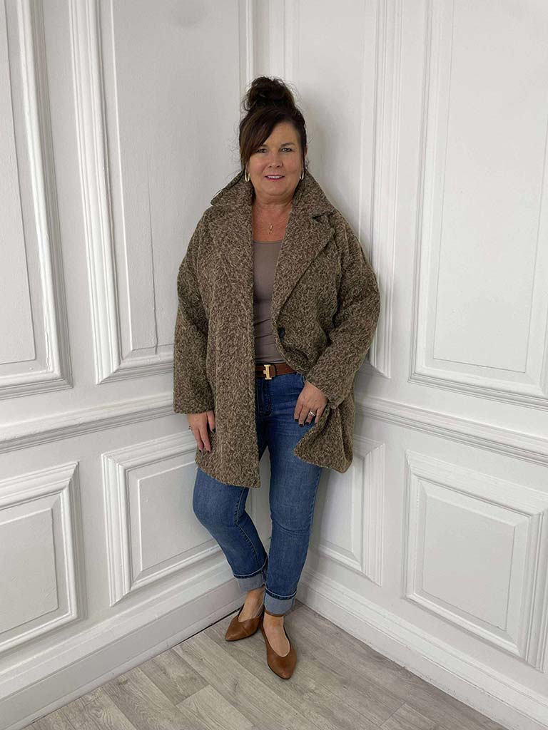 Lapel Collar Felted Coat - Toffee