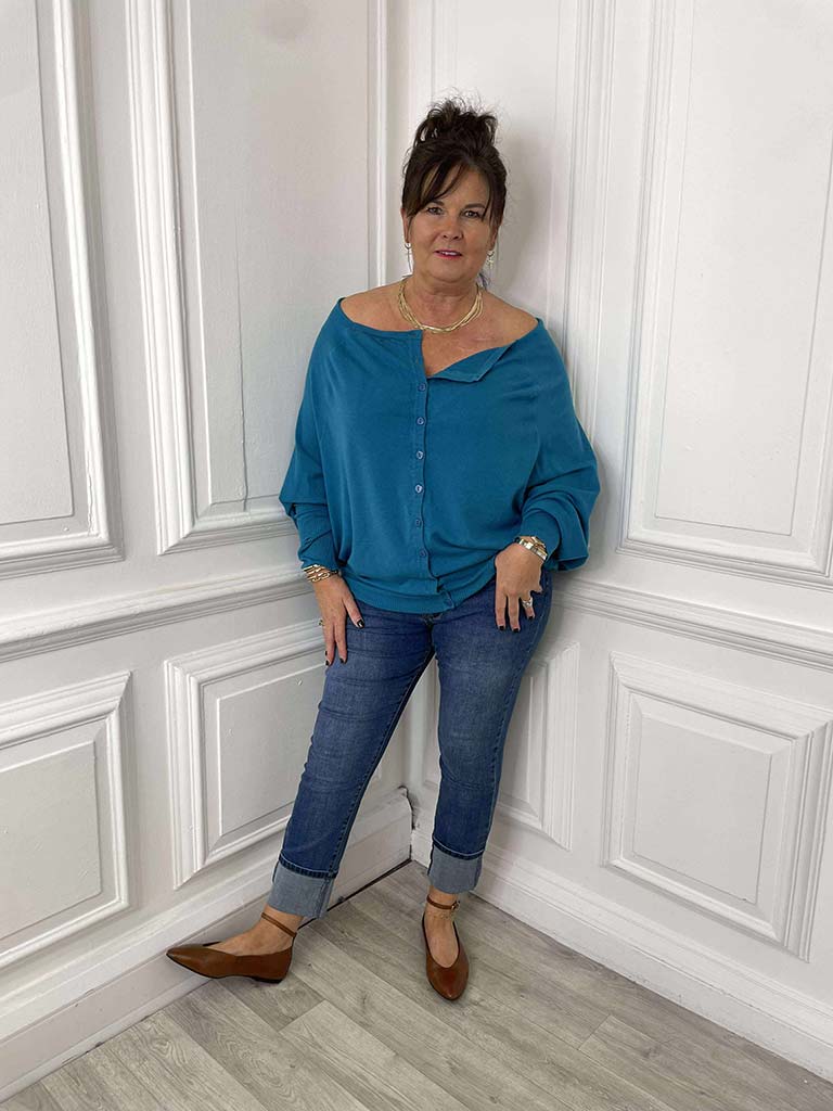 Malissa J Button Back Knit - Teal