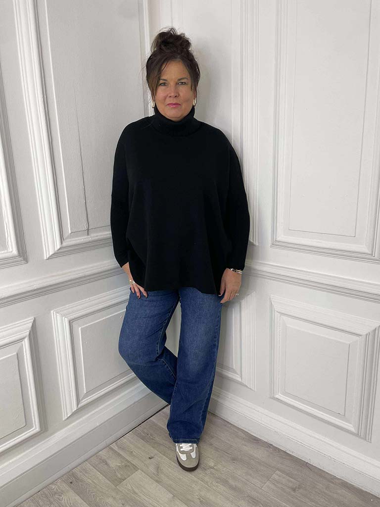 Boxy Polo Knit - Black
