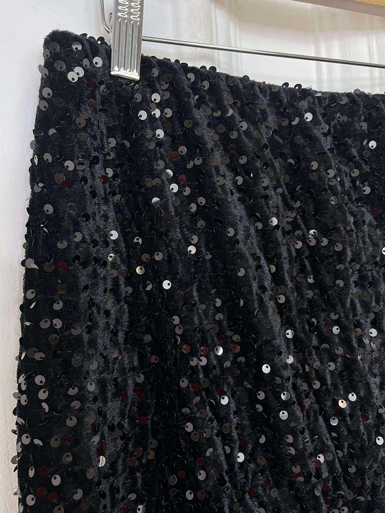 Sequin Pencil Skirt - Black
