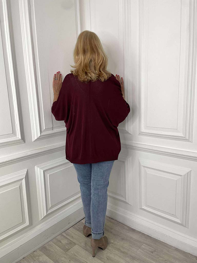 Fine Knit Kimono - Merlot
