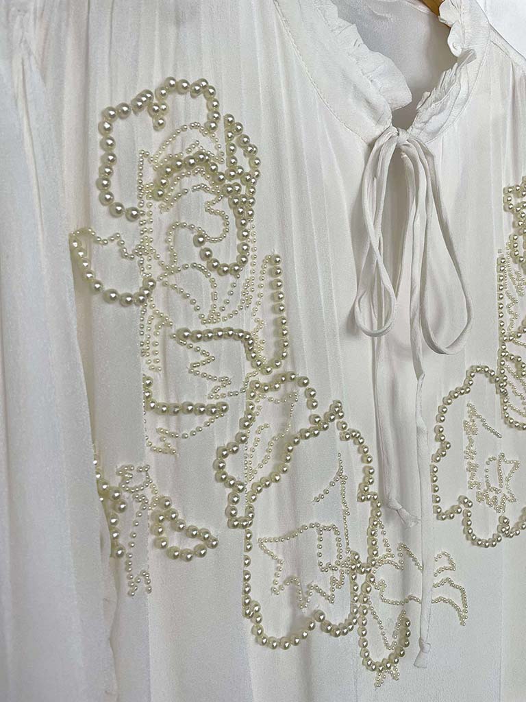 Rose Pearl Blouse - Warm White