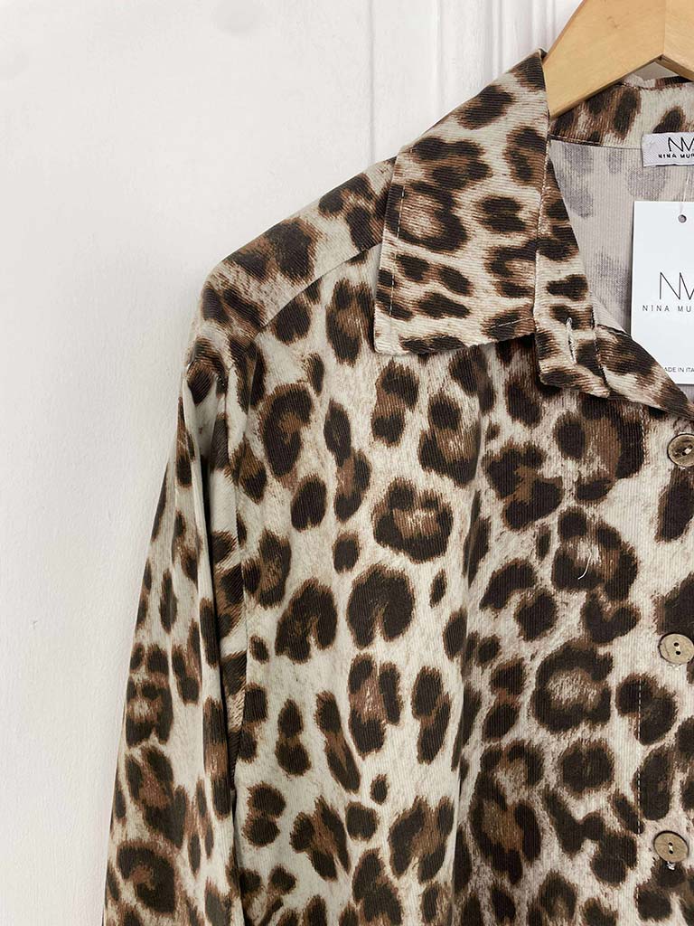 Leopard Print Micro Cord Shirt