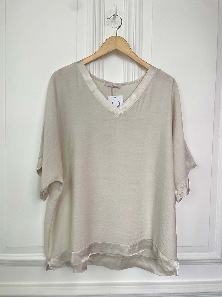 Satin Edge Tee - Stone