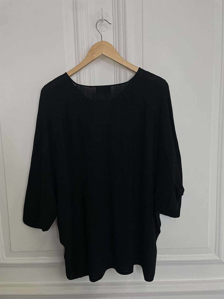 Textured Batwing Knit - Black