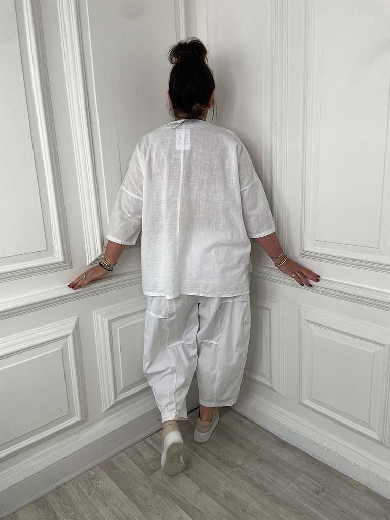 Cocoon Button Trousers - White