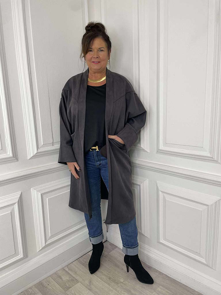 Suede Feel Jacket - Slate