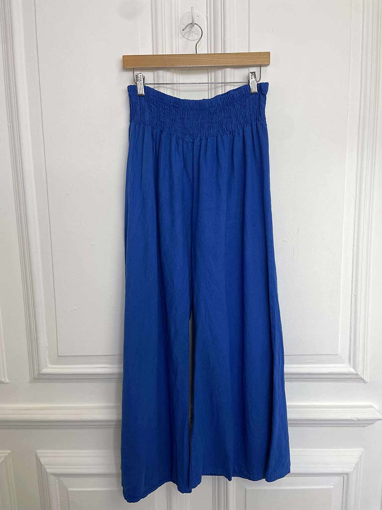Linen & Cotton Palazzos - Cobalt