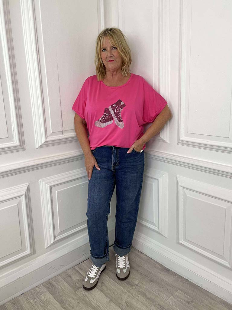 Malissa J Studded High Top Tee - Hot Pink