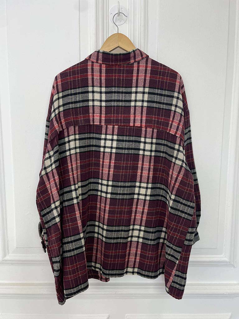 Oversized Check Shirt - Burgundy