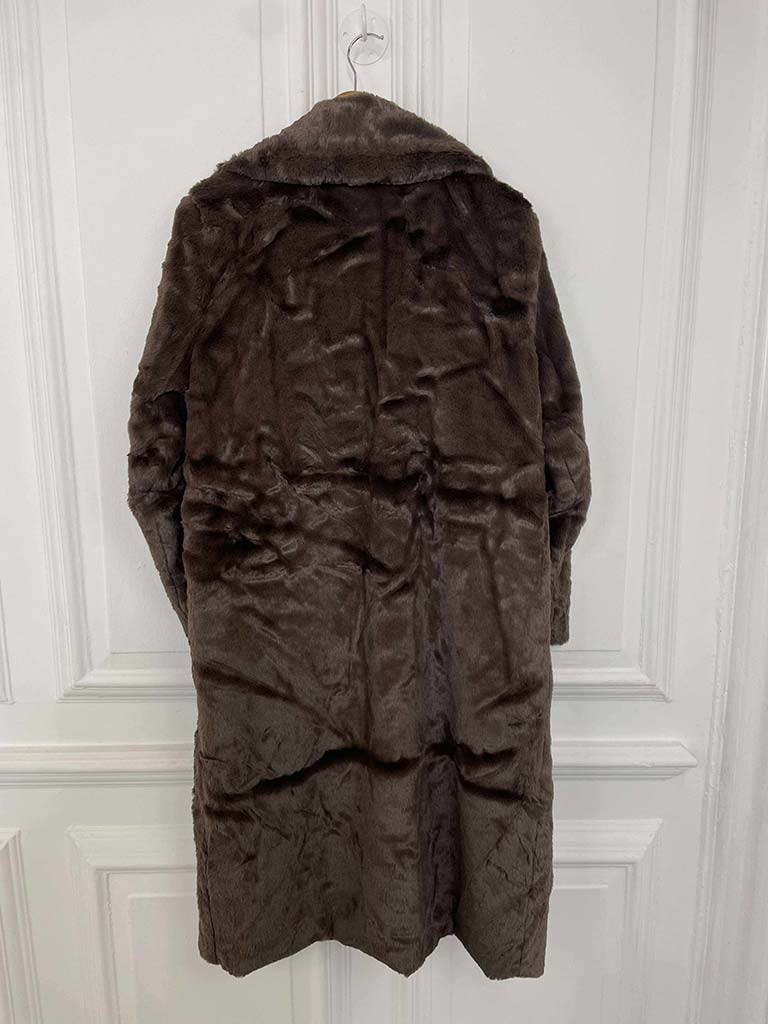 Luxe Faux Fur Long Coat - Chocolate