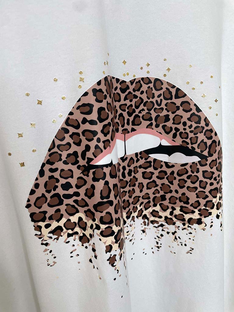 Leopard Lips Tee - White