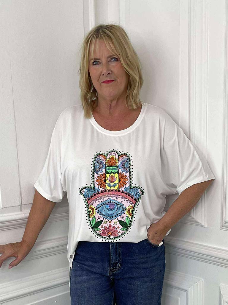 Malissa J Hamsa Tee - White