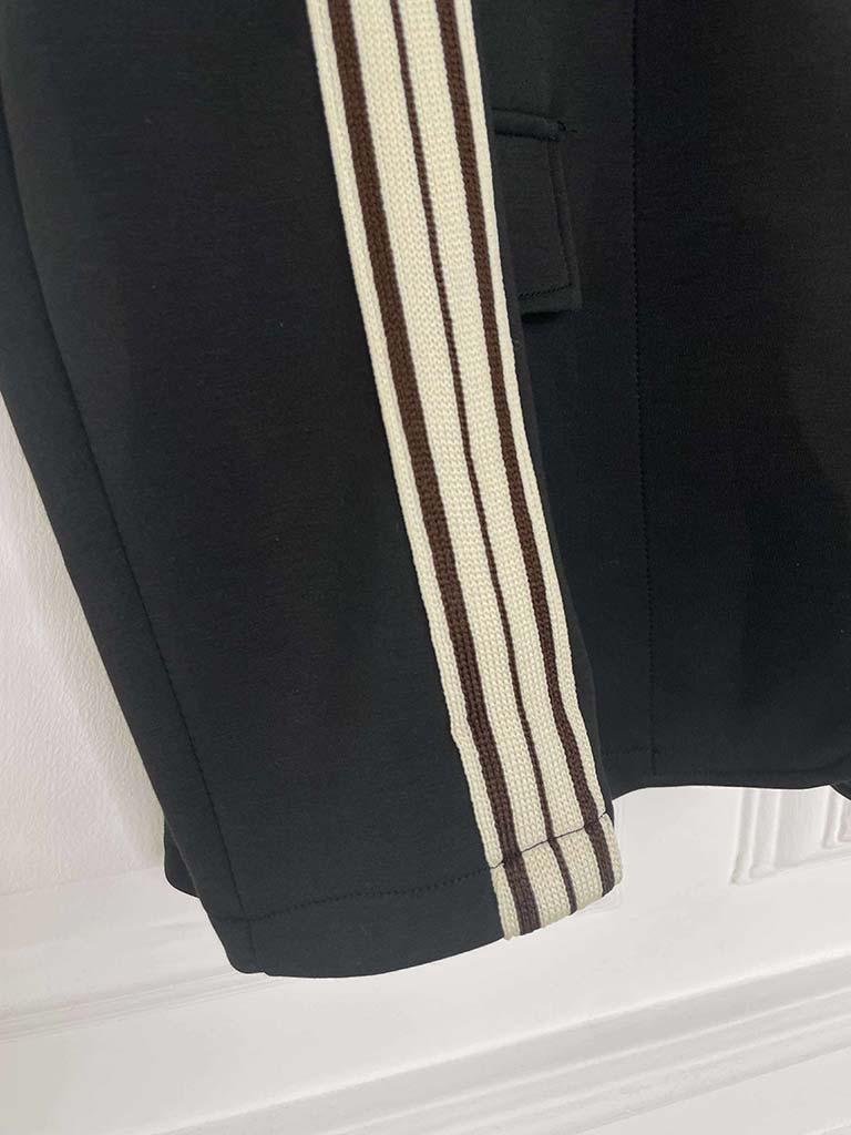 Hooded Stripe Sleeve Blazer - Black