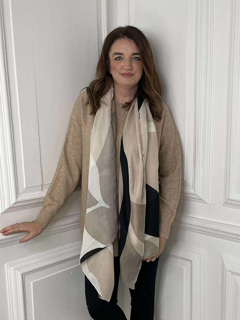 Abstract Print Scarf - Stone