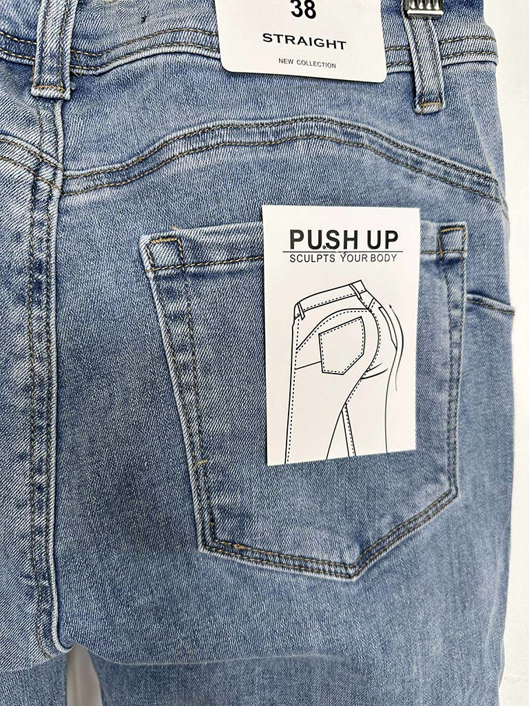 Straight Leg Stretchy Jeans - Vintage Blue