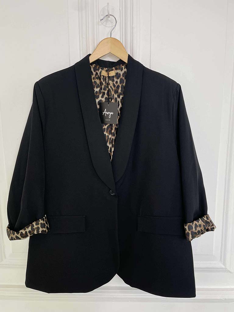 Leopard Cuff Blazer - Blazer