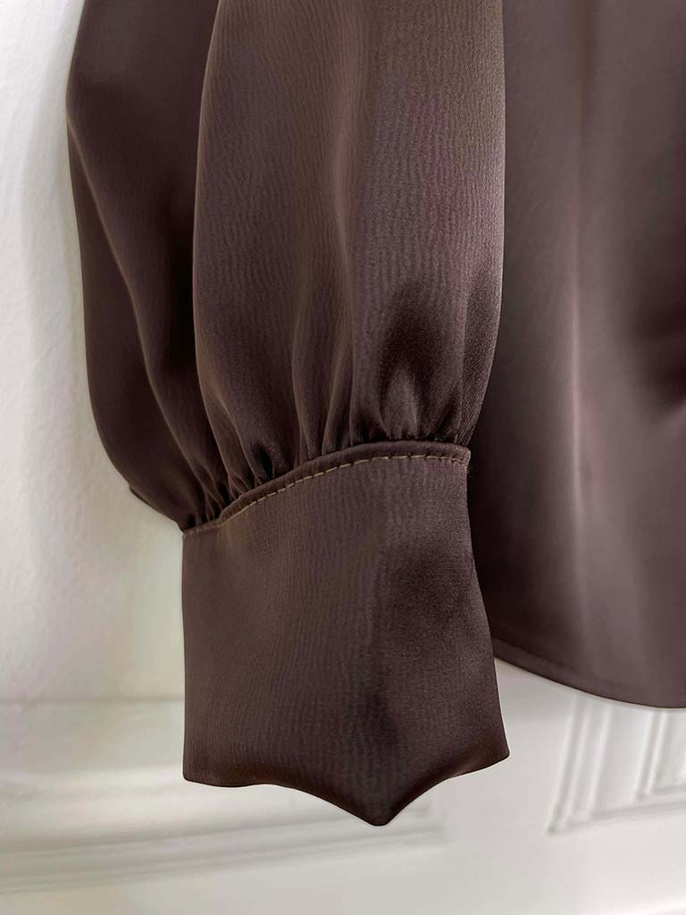 Draped Neck Blouse - Chocolate