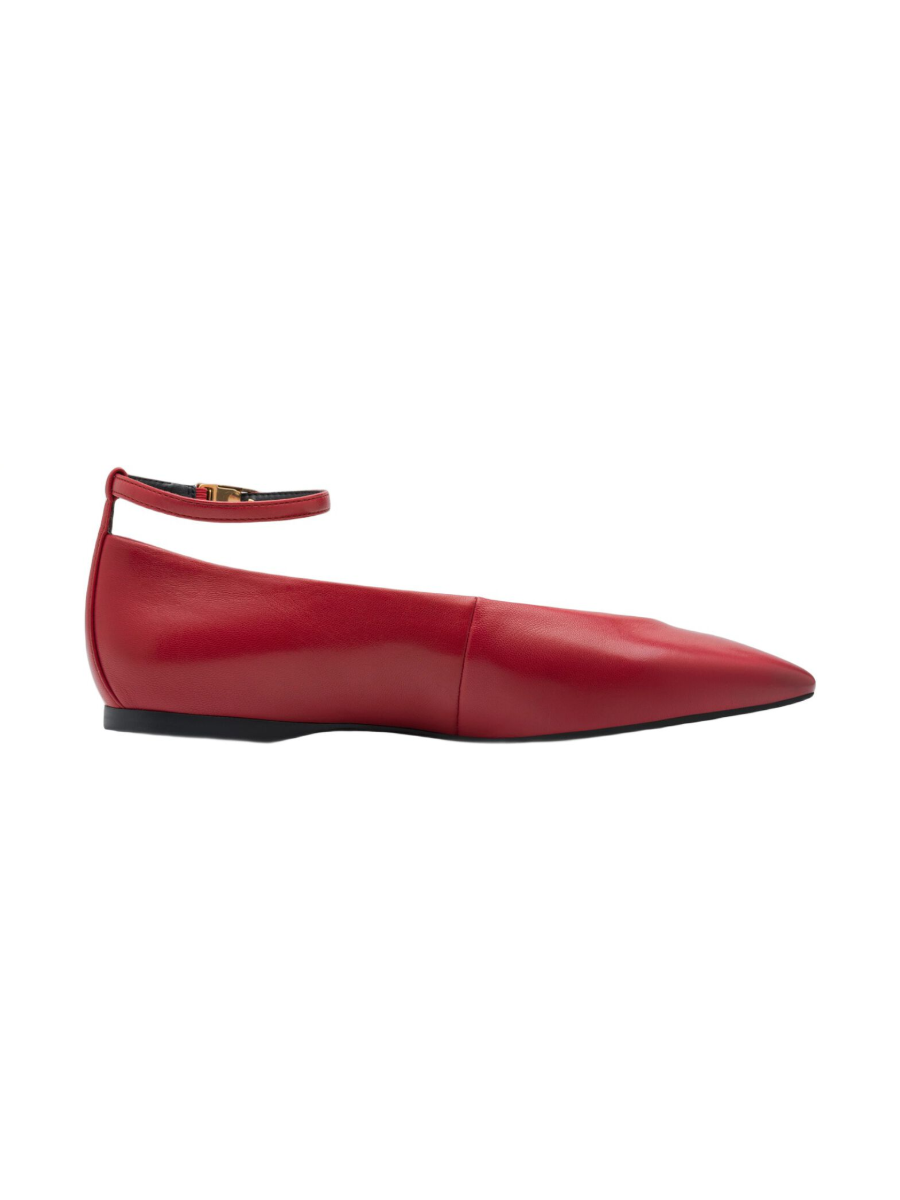 Tamaris Leather Ballet Flats - Red