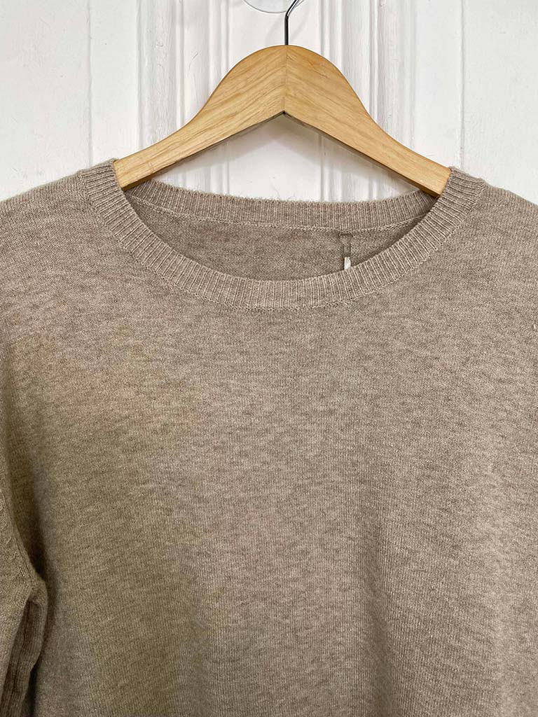 Boxy Ribbed Hem Knit - Oat