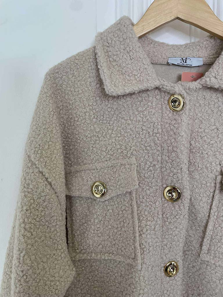 Boucle Boyfriend Jacket - Stone