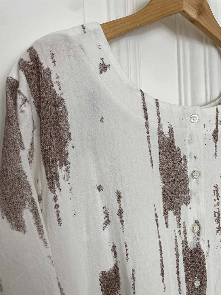 Ink Print Swing Tunic - Mocha