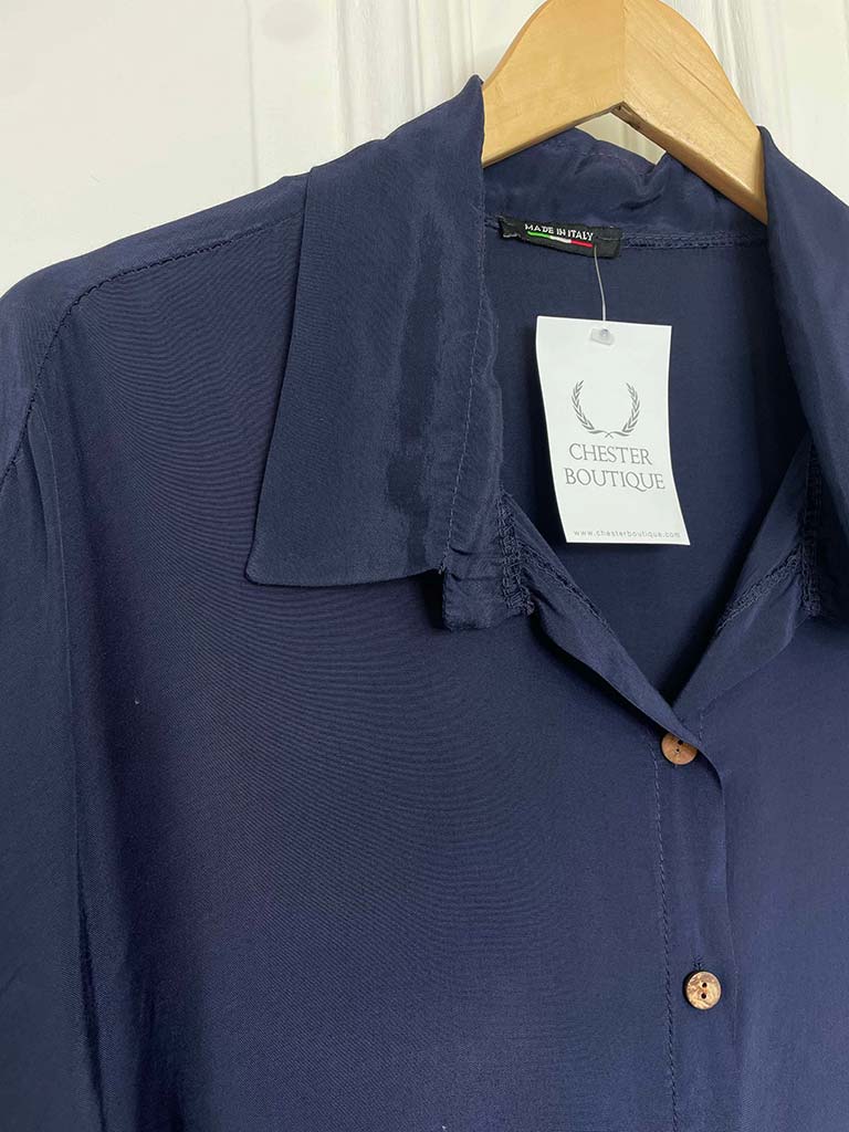 Silk Feel Classic Shirt - Navy