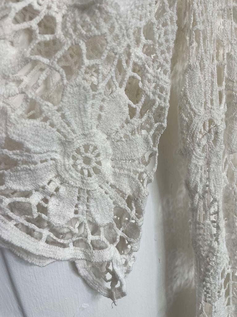 Cotton Crochet Cardigan - White