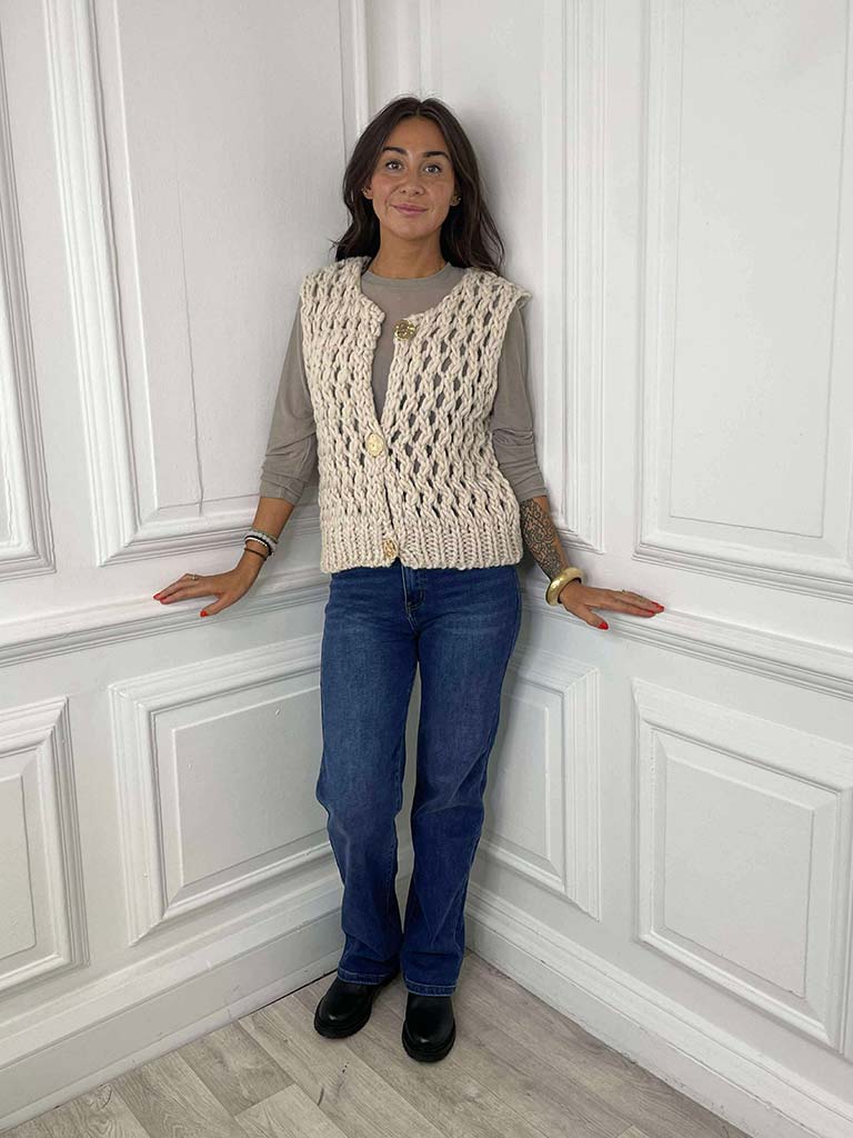 Chunky Knit Waistcoat - Stone