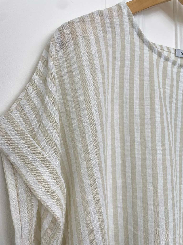Stripe Boxy Tee - Stone