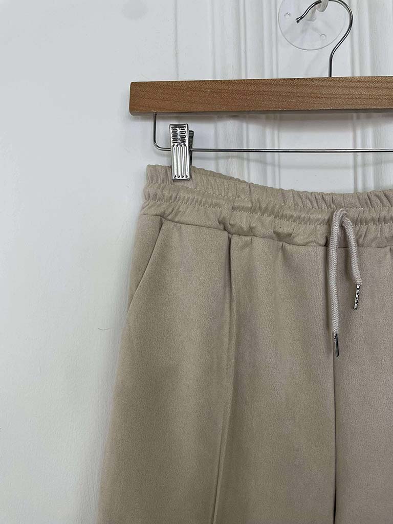 Suede Feel Joggers - Ecru