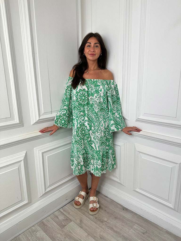 Paisley Cotton Sundress - Green
