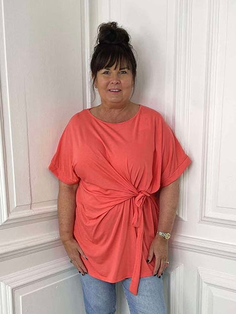Relaxed Tie Tee - Coral