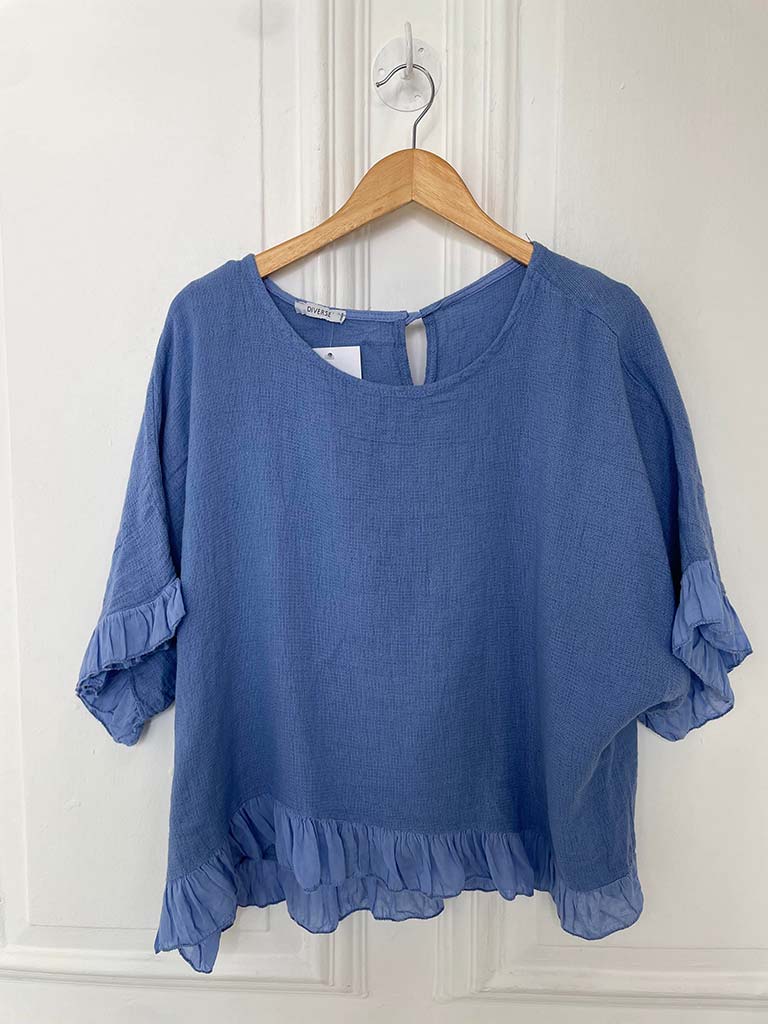 Cotton Frill Top - Denim