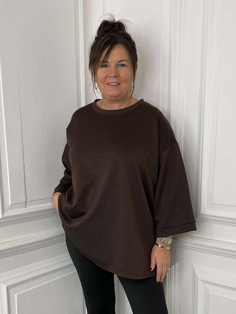 Scuba Sweat Top- Chocolate