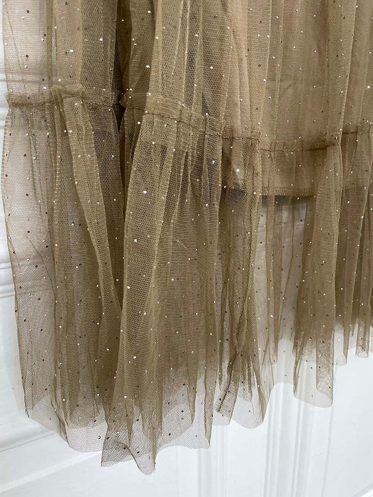 Studded Tulle Skirt - Taupe