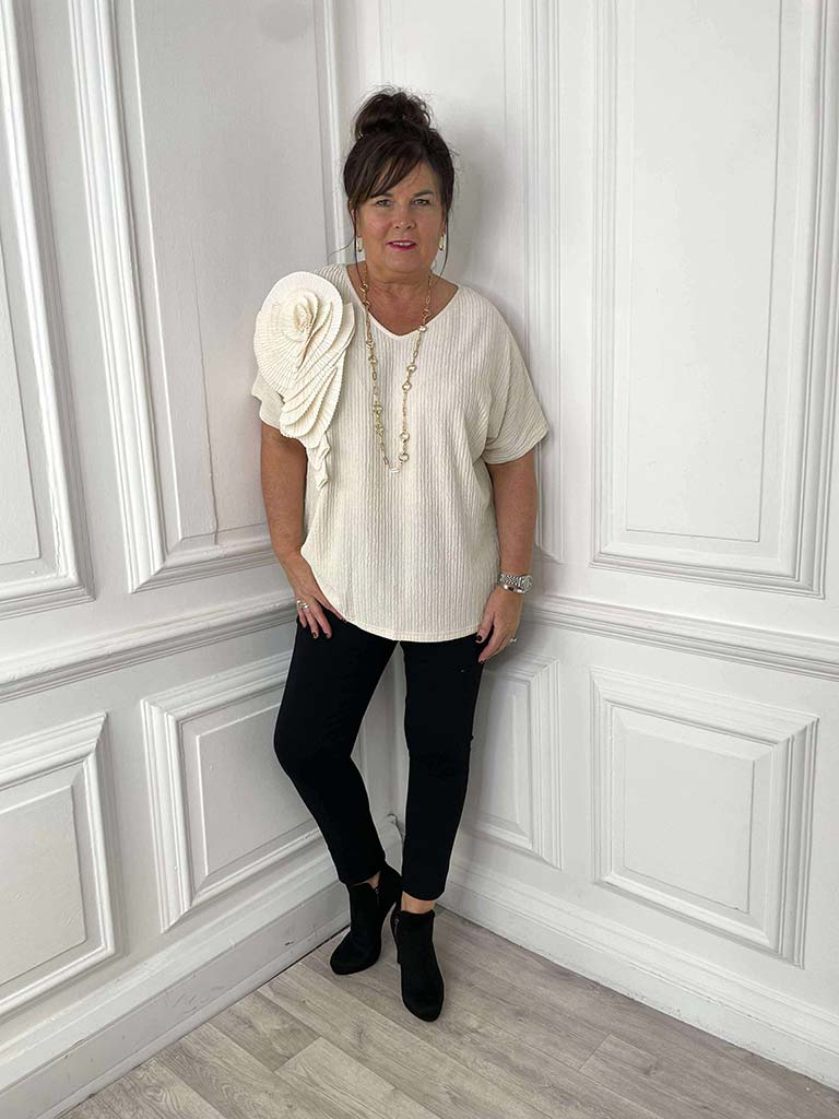 Malissa Corsage Top - Cream