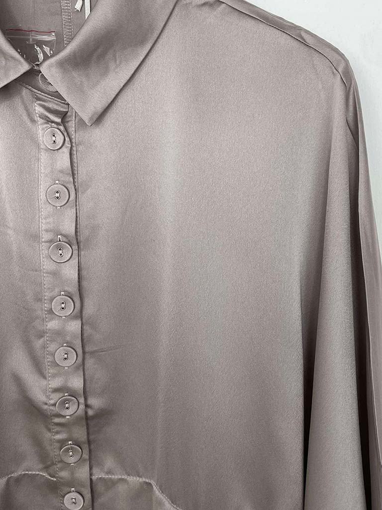 Malissa J Silk Feel Pleat Detail Shirt - Champagne