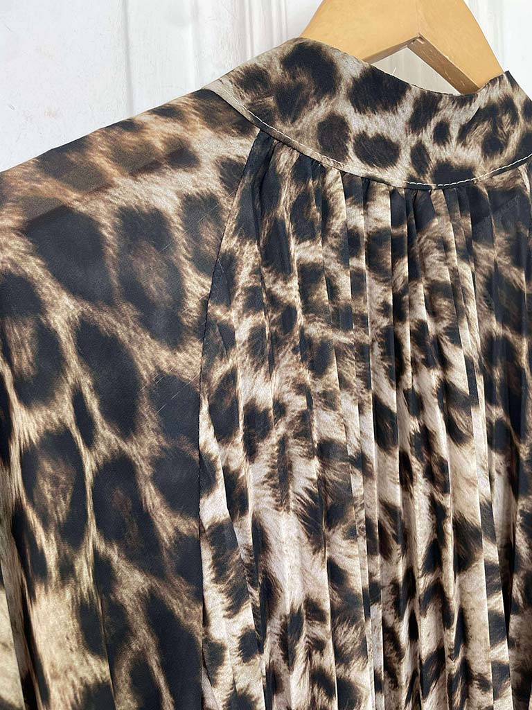 Pleated Leopard Blouse